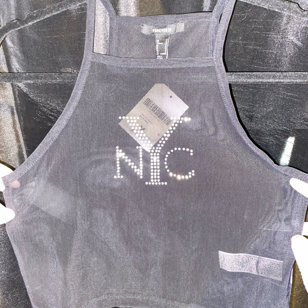 Black See through nyc crop top , brand new